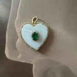 MOP Heart with Emerald Pendant