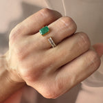 Open Emerald + Diamonds Ring