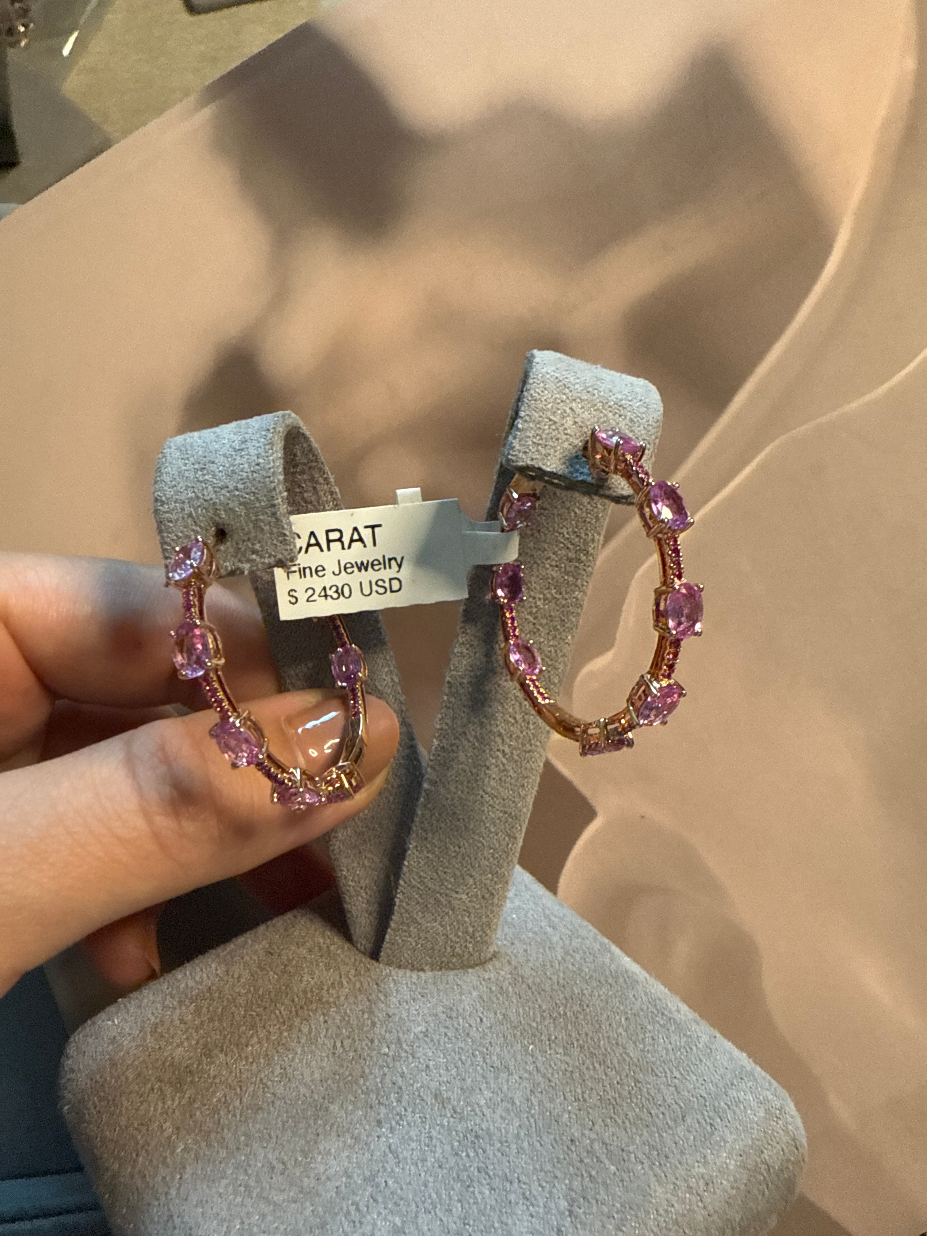 Melissa Pink Sapphire Hoops