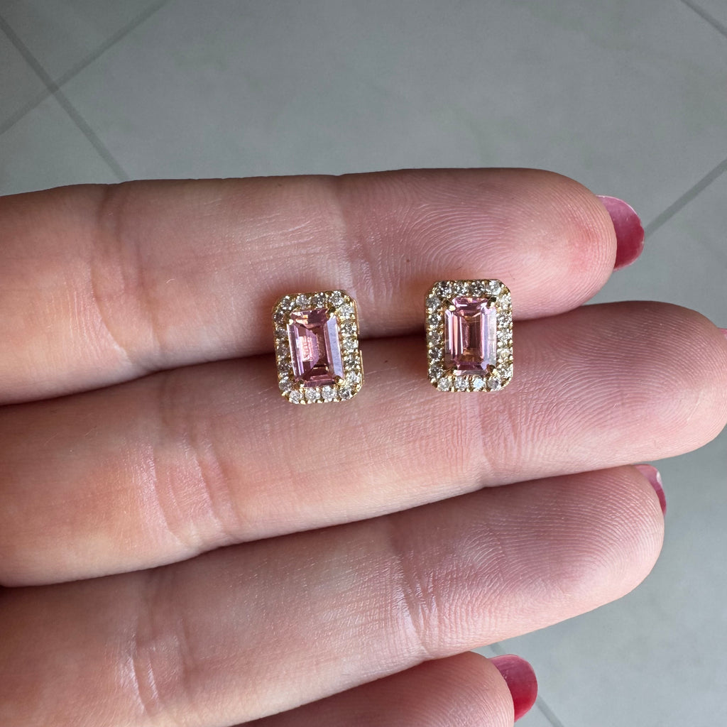 Pink Turmaline Studs