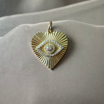 Heart Charm with Diamond Evil Eye