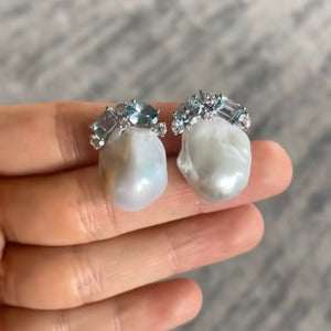 Baroque Pearls with Blue Topaz