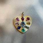 Rainbow Stones Heart Medallion