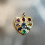 Rainbow Stones Heart Medallion