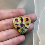 Rainbow Stones Heart Medallion