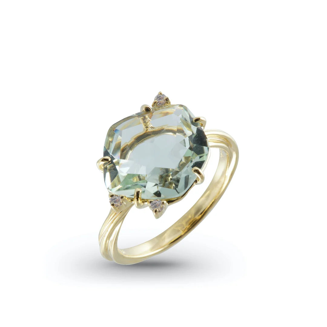 Celeste Prasiolite Ring
