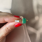 Open Emerald + Diamonds Ring