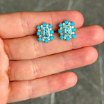 Helena Emerald Cut Studs with Turquoise