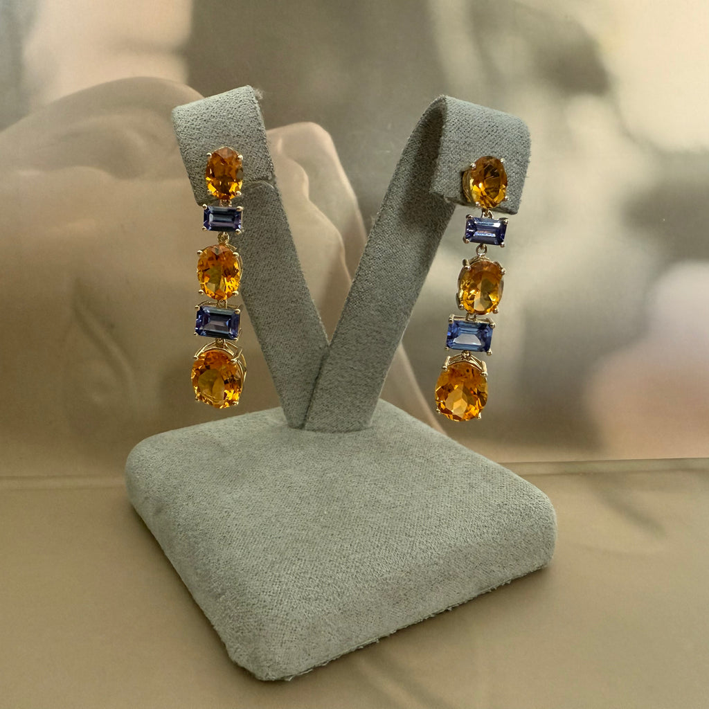 Tanzanite & Citrine Dangle Earrings