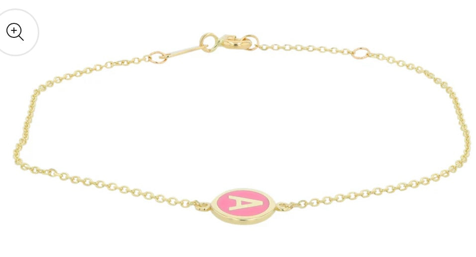 Pink Enamel Letter Bracelet