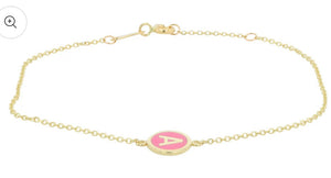 Pink Enamel Letter Bracelet