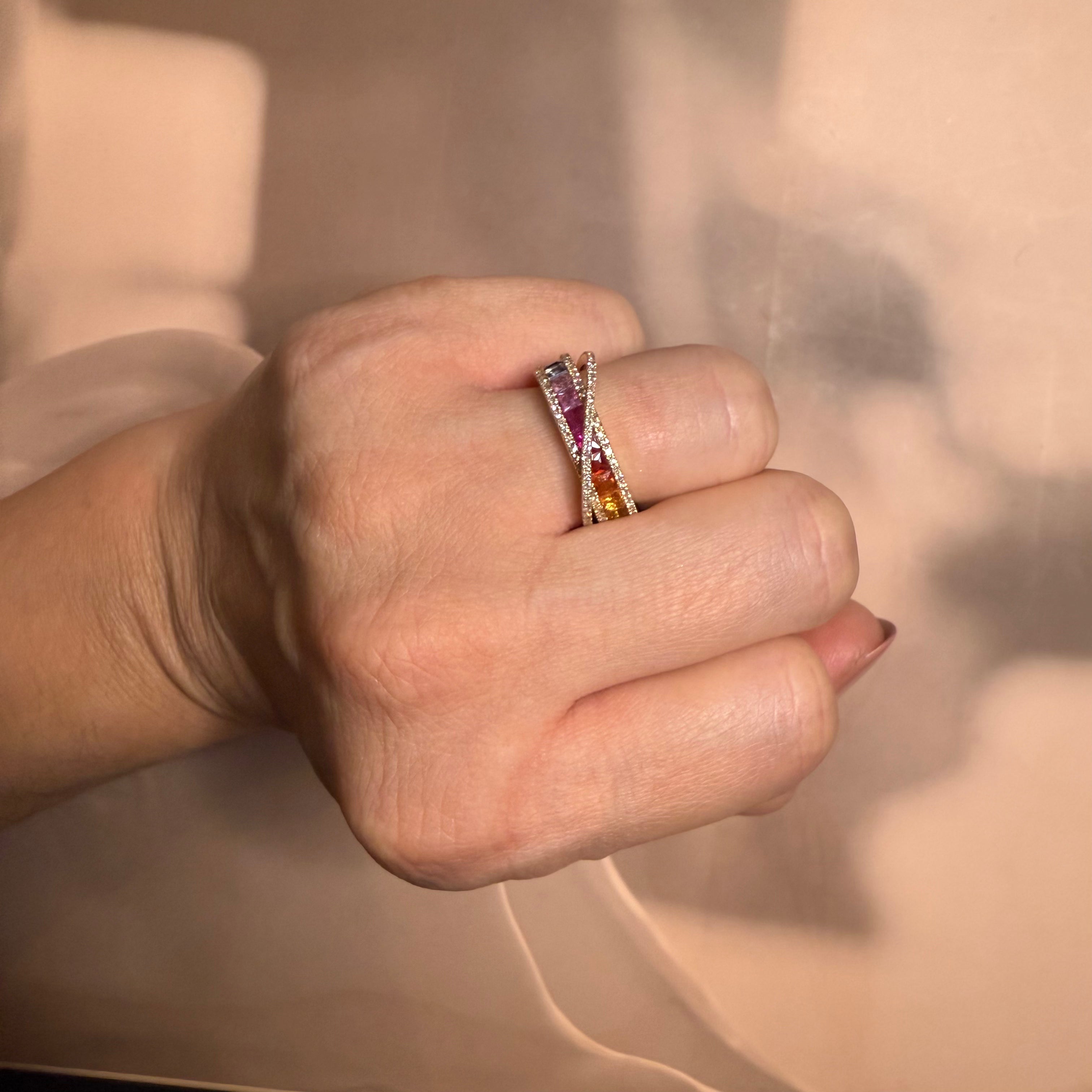 Rainbow Multisapphire Ring