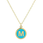 Blue Enamel Letter Necklace