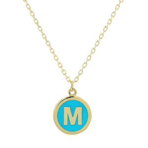 Blue Enamel Letter Necklace