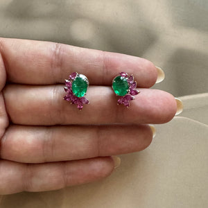 Emerald & Ruby Studs