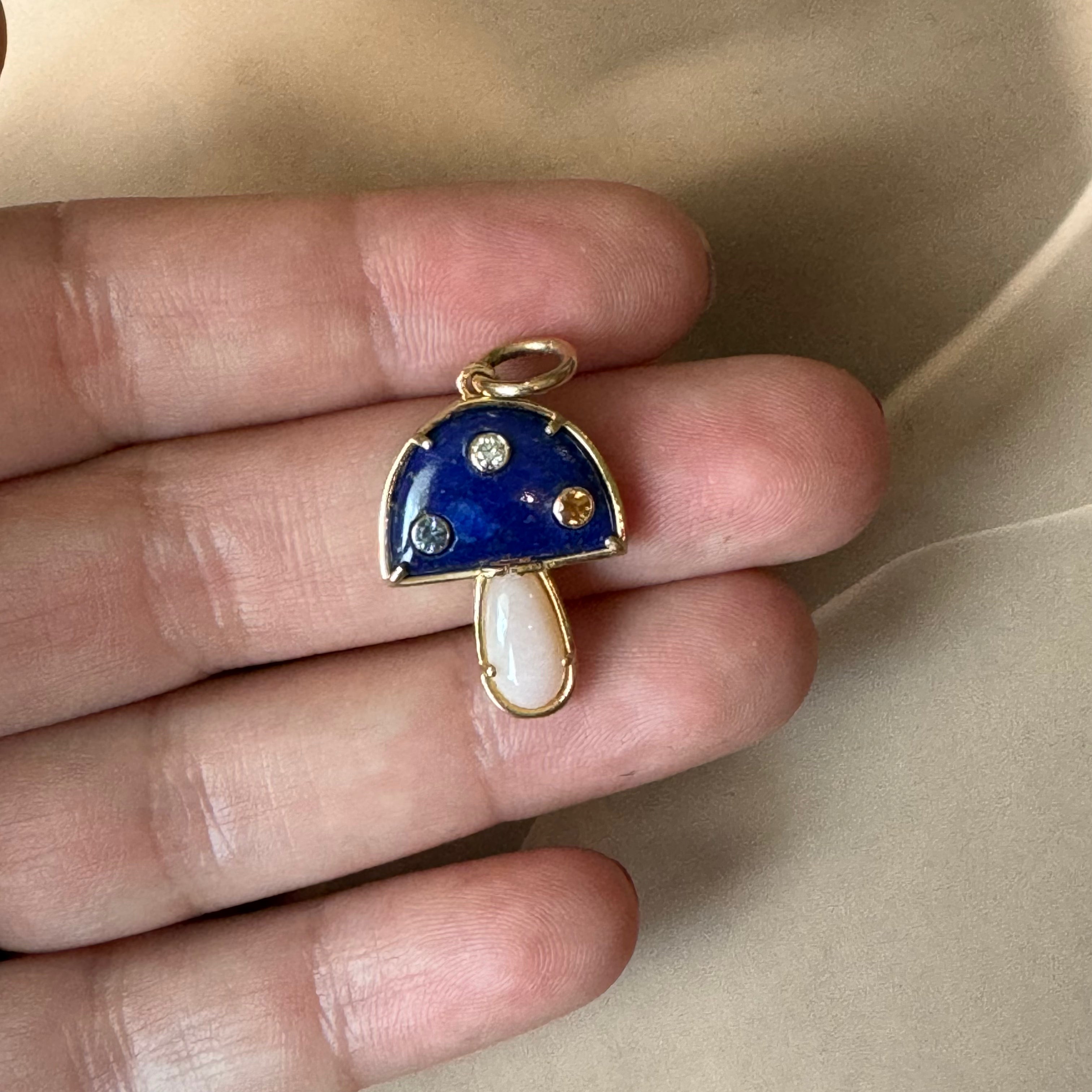 Lapis & Pink Opal Mushroom Pendant