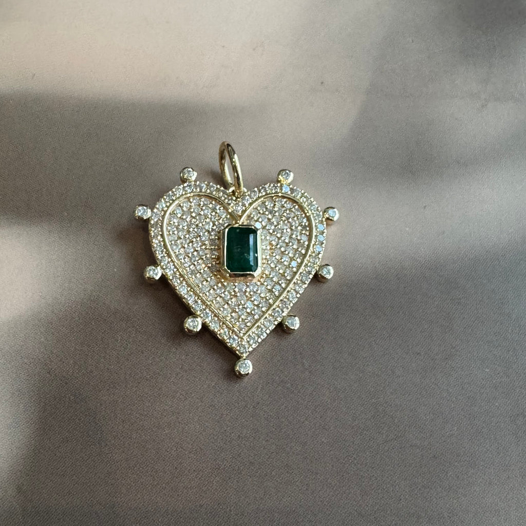 Diamond Heart with Emerald