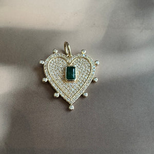 Diamond Heart with Emerald