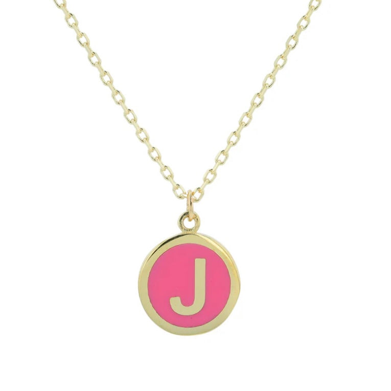 Pink Enamel Letter Necklace