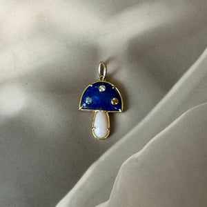 Lapis & Pink Opal Mushroom Pendant