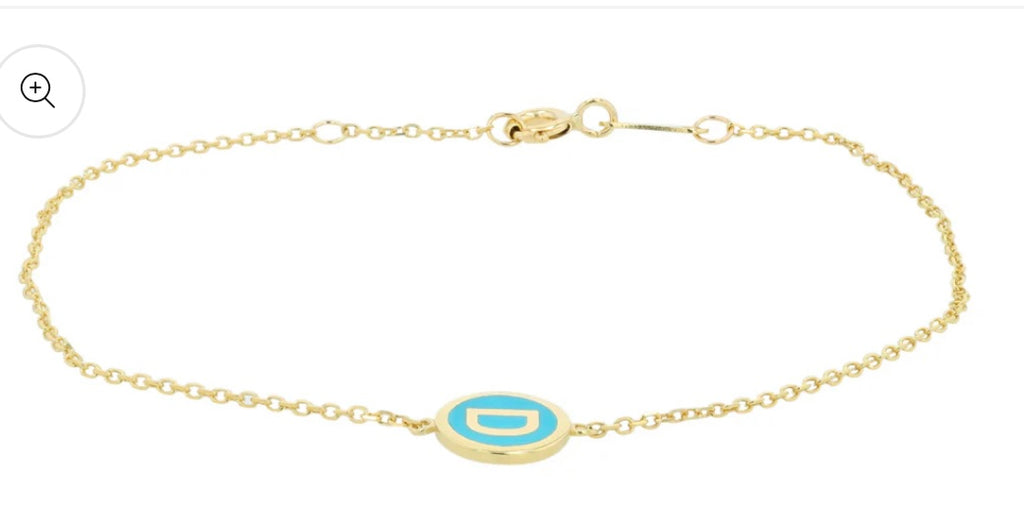Blue Enamel Letter Bracelet
