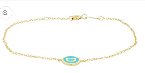 Blue Enamel Letter Bracelet