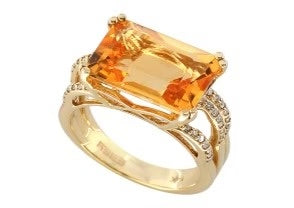 Citrine Emerald Cut Ring