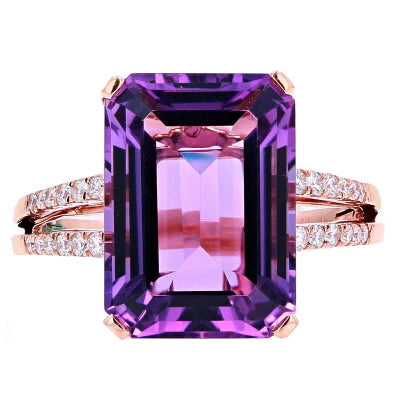 Amethyst Ring with Split Shank