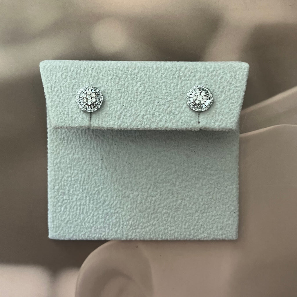 Round Pave Diamond Studs Petite