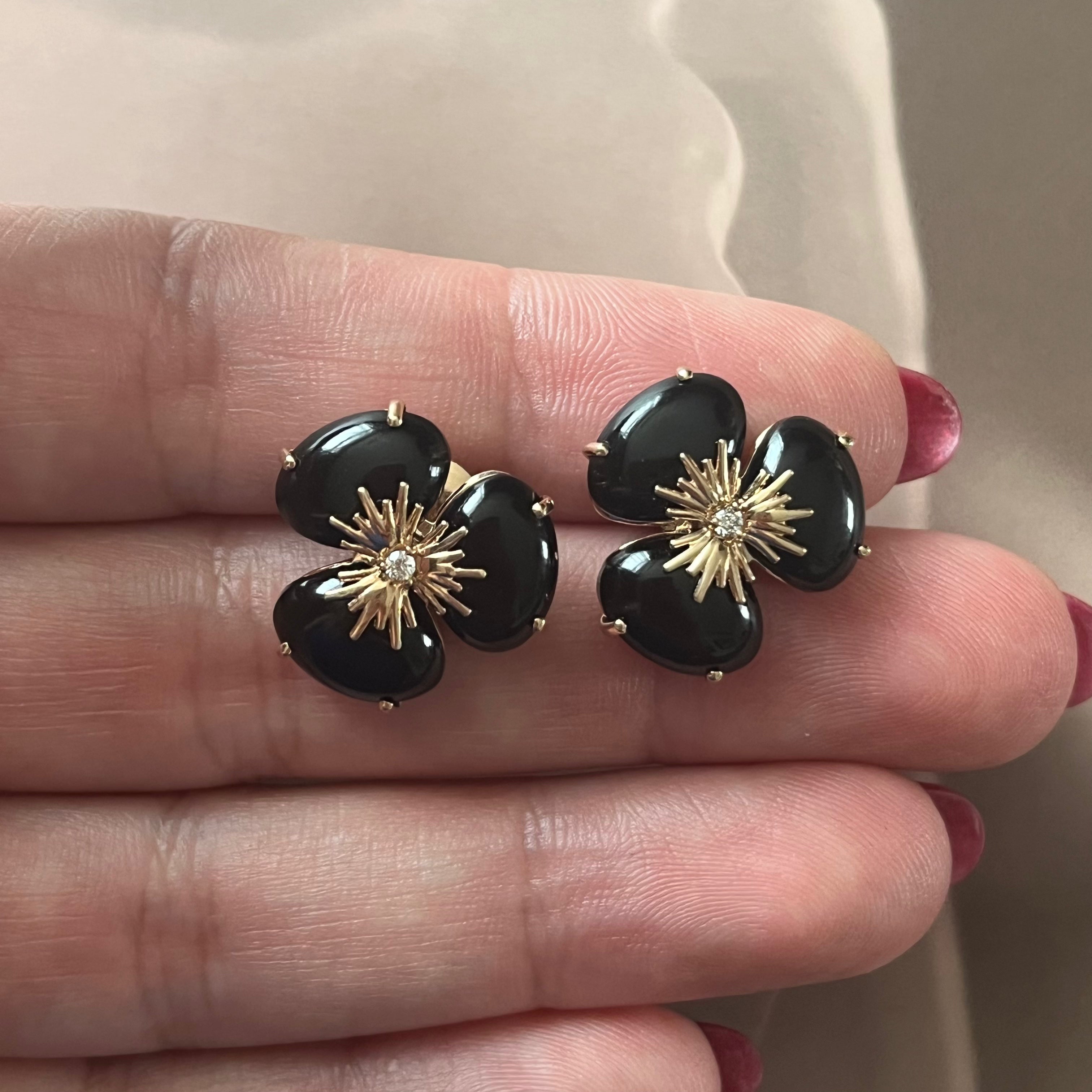 Poppy Black Quartz Studs