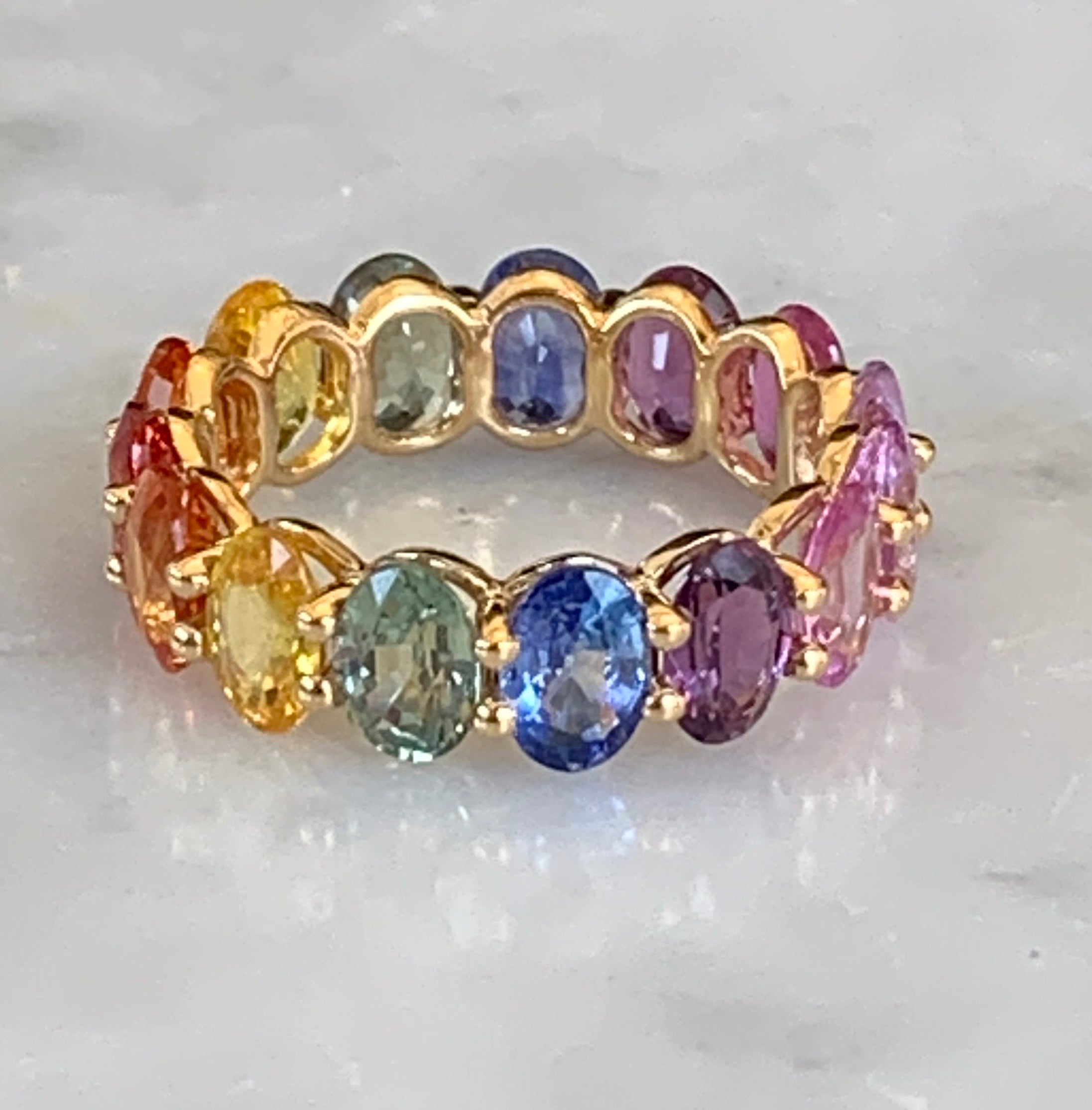 Oval Cut Rainbow Eternity Ring