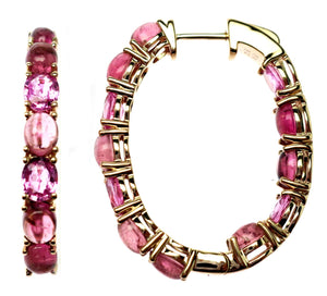 Celine Hoops with Pink Sapphire & Tourmaline