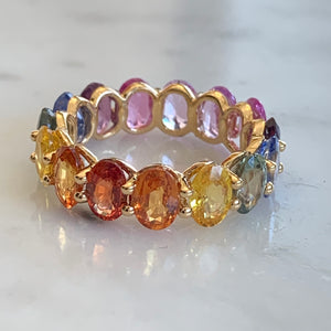 Oval Cut Rainbow Eternity Ring