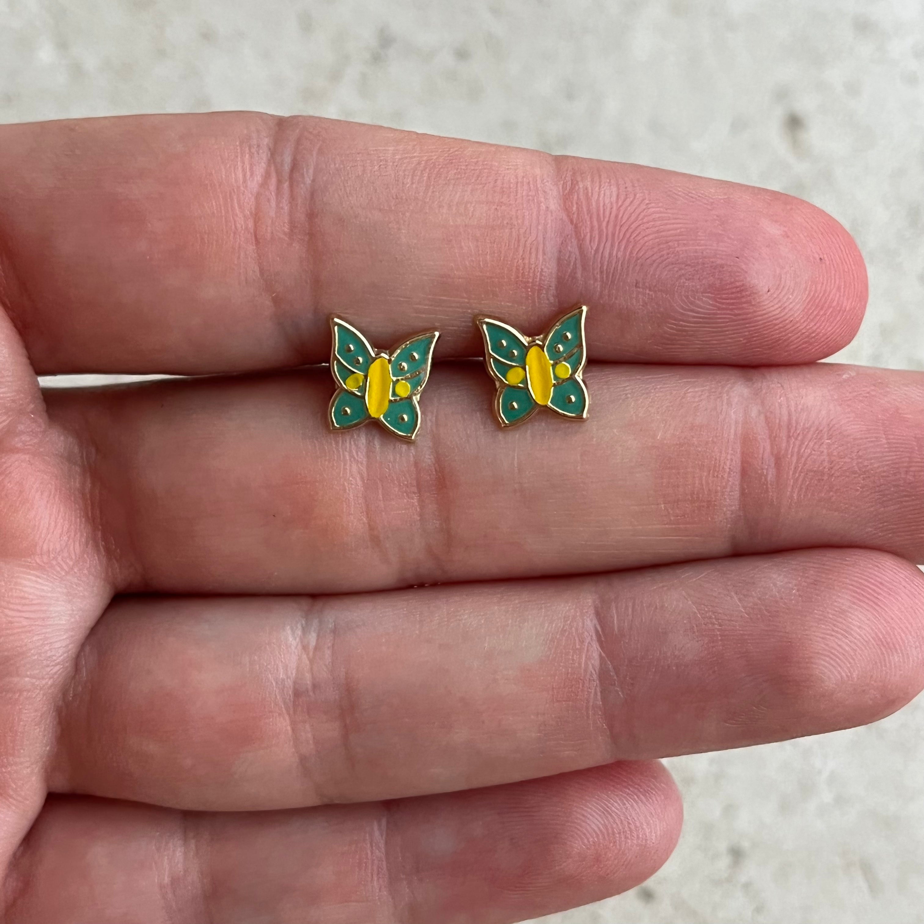 Butterfly Studs Blue/Yellow